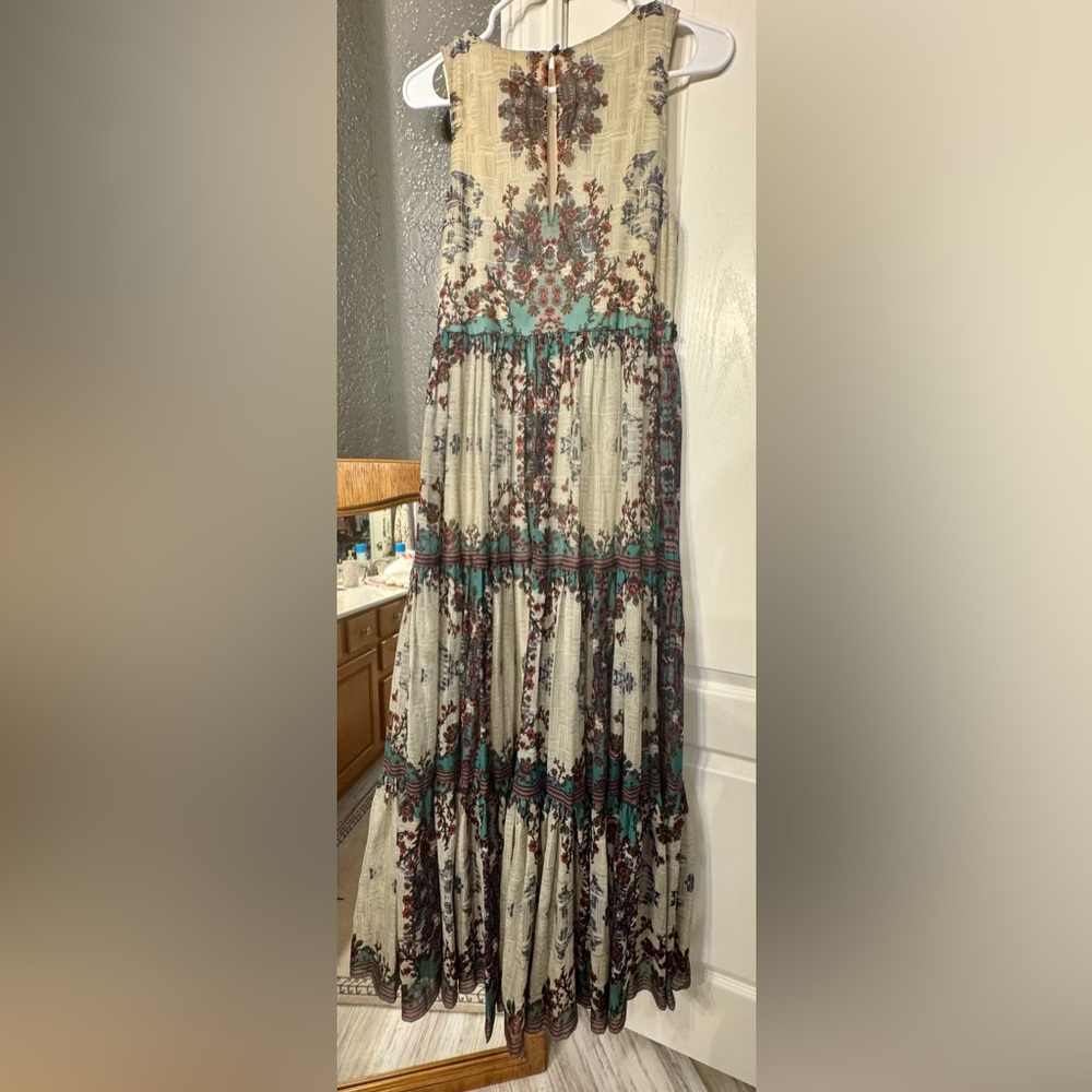 Anthropologie Floral Maxi Dress- Cream and Brown